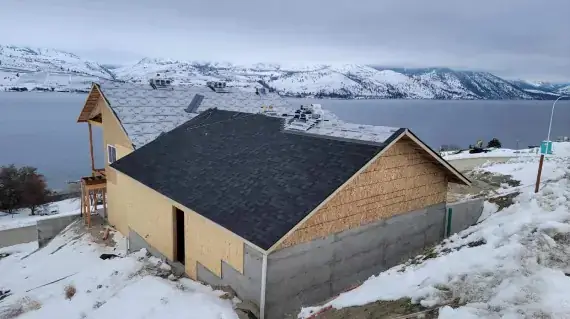 A new build above Lake Chelan in the snow